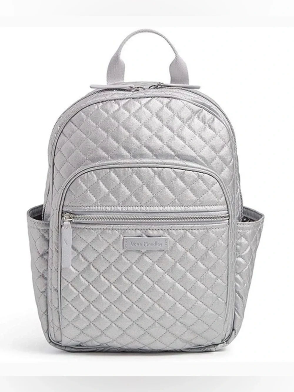 Vera Bradley Women's Signature Cotton Small Backpack Bookbag | Silver Pearl NWOT